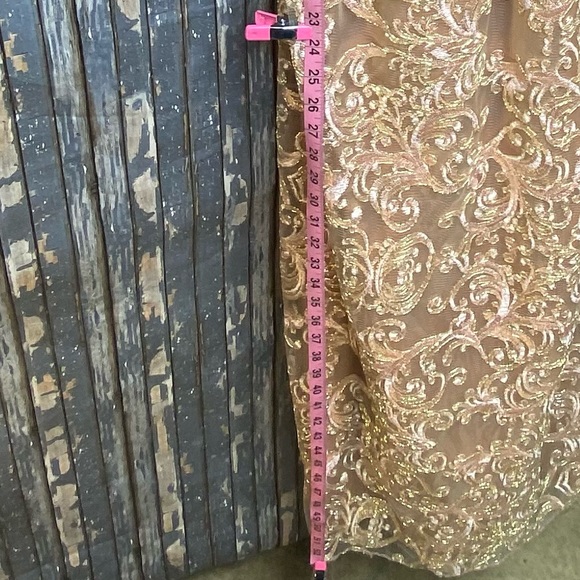 Windsor Formal Rose Gold Lace Overlay Embroidered Strapless Gown Sweetheart - Picture 11 of 16